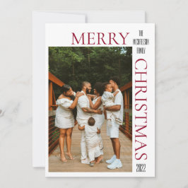 赤モダンメリークリスマスフォトホリデーカード シーズンカード