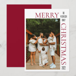 赤モダンメリークリスマスフォトホリデーカード シーズンカード