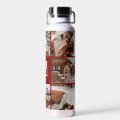 赤モダンモノグラパーソナライズされたム&フォトコラージュ ウォーターボトル (背面)