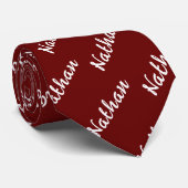 赤モダンモノグラムのミニマルシンプルクラシック ネクタイ (ロール)