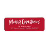 赤モダンレタリングメリークリスマスアドレス ラベル (正面)