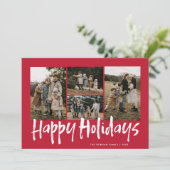 赤モダンレタリング4枚フォトハッピー シーズンカード (スタンド正面)