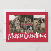 赤モダンレタリング4枚フォトメリークリスマス シーズンカード (正面)