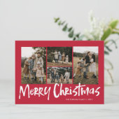 赤モダンレタリング5枚フォトメリークリスマス シーズンカード (スタンド正面)