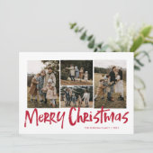 赤モダンレタリング5枚フォトメリークリスマス シーズンカード (スタンド正面)