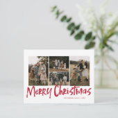 赤モダンレタリング5枚フォトメリークリスマス シーズンポストカード (スタンド正面)