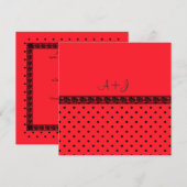 赤モダンレース斑結婚式招待状 招待状 (正面/裏面)