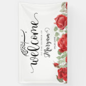 赤モダンローズイスラム教シャワーバナー 横断幕 (縦)