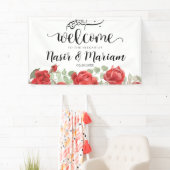 赤モダンローズイスラム教ニカ旗 横断幕 (インサイチュ)