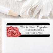 赤モダンローズブラック&ホワイトストライプのカスタム ラベル (インサイチュ)