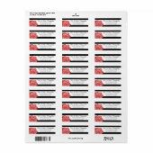 赤モダンローズブラック&ホワイトストライプのカスタム ラベル (フルシート)