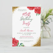 赤モダンローズ90誕生日 招待状 (スタンド正面)