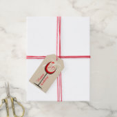 赤モダンワイングラス台本70誕生日 ギフトタグ (より糸付き)