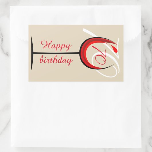 赤モダンワイングラス台本70誕生日 長方形シール (バッグ)