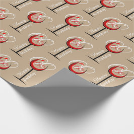 赤モダンワイングラス柄60誕生日プレゼント ラッピングペーパー