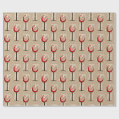 赤モダンワイングラス柄70誕生日プレゼント ラッピングペーパー (フラット)