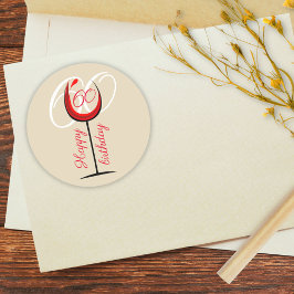 赤モダンワイングラス60誕生日 ラウンドシール