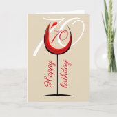 赤モダンワイングラス70誕生日 カード (正面)