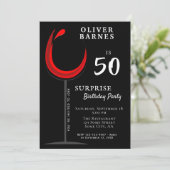 赤モダンワイン50誕生日サプライズパーティー 招待状 (スタンド正面)