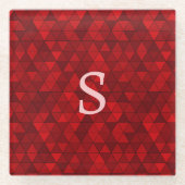 赤モダン三角形ジオメトリックカスタムグラム ガラスコースター (正面)