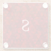 赤モダン三角形ジオメトリックカスタムグラム ガラスコースター (裏面)