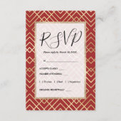 赤モダン中国のアールデコ幾何学模様 エンクロージャーカード (正面)