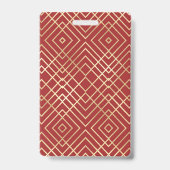 赤モダン中国のアールデコ幾何学模様 バッジ (裏面)