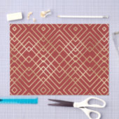 赤モダン中国のアールデコ幾何学模様 薄葉紙 (クラフト)