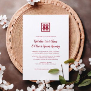 赤モダン中国の二重結婚幸福のinvita 招待状