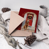 赤モダン写真クリスマスパーティーフォイル招待状 箔シーズンカード