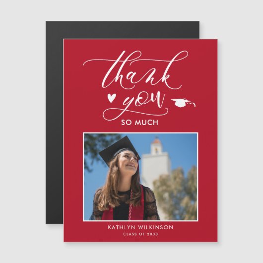 赤モダン写真ミニマル卒業式 (正面/裏面)