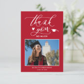 赤モダン写真卒業サンキューカード 招待状 (スタンド正面)