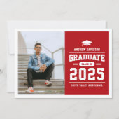 赤モダン写真卒業 案内状 (正面)