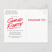 赤モダン写真大卒会 インビテーションポストカード (裏面)