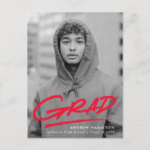 赤モダン写真大卒会 インビテーションポストカード (正面)