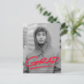 赤モダン写真大卒会 インビテーションポストカード (スタンド正面)