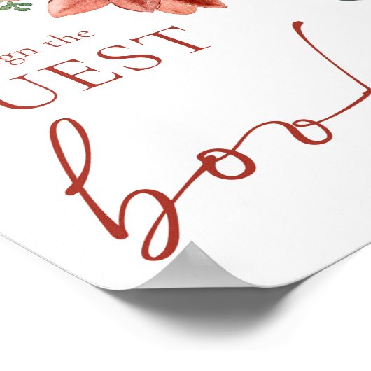 赤モダン冬クリスマスゲストブックサイン ポスター (角)