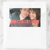 赤モダン切り取り日付ステッカーの保存 長方形シール (バッグ)