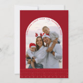 赤モダン北欧アーチ写真クリスマスカード シーズンカード (正面)
