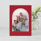 赤モダン北欧アーチ写真クリスマスカード シーズンカード (スタンド正面)