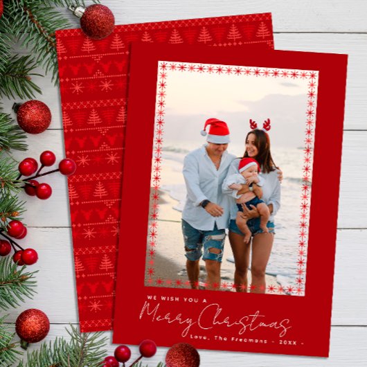 赤モダン北欧クリスマス シーズンカード