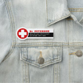 赤モダン十字医療医師名タグ 名札 (インサイチュ)