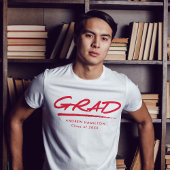 赤モダン卒卒業パーソナライズされた破線 Tシャツ