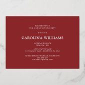 赤モダン卒業写真卒業2025 箔招待状 (裏面)