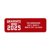 赤モダン卒業差出人住所ラベル ラベル (正面)