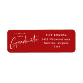赤モダン卒業差出人住所 ラベル (正面)