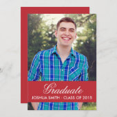 赤モダン卒業招待状 招待状 (正面/裏面)