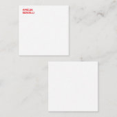 赤モダン名はっきりしたミニマルプロフェッショナル ノートカード (正面/裏面)