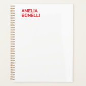 赤モダン名はっきりしたミニマルプロフェッショナル プランナー手帳 (正面)