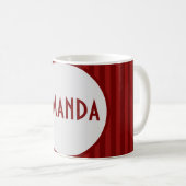 赤モダン名ストライプのコーヒーマグ コーヒーマグカップ (正面右)